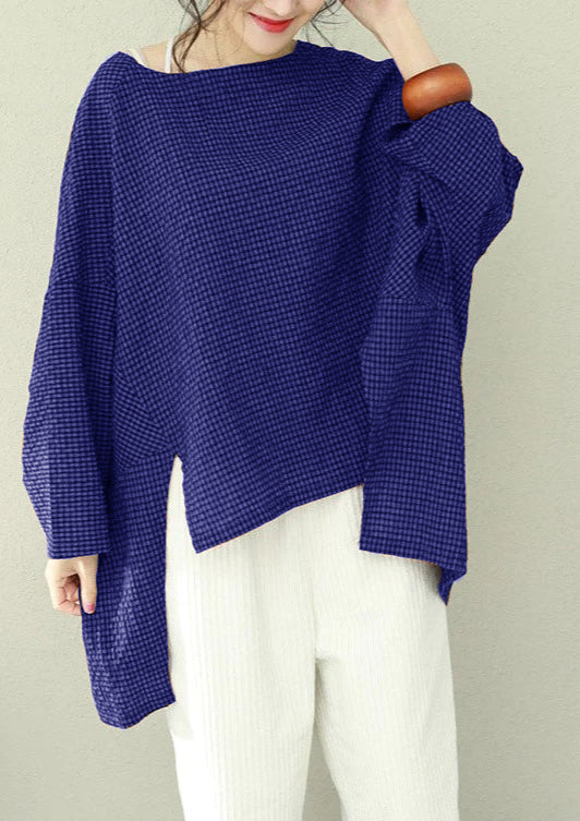 Kvinders Asymmetrisk Top i Plaid Design 8