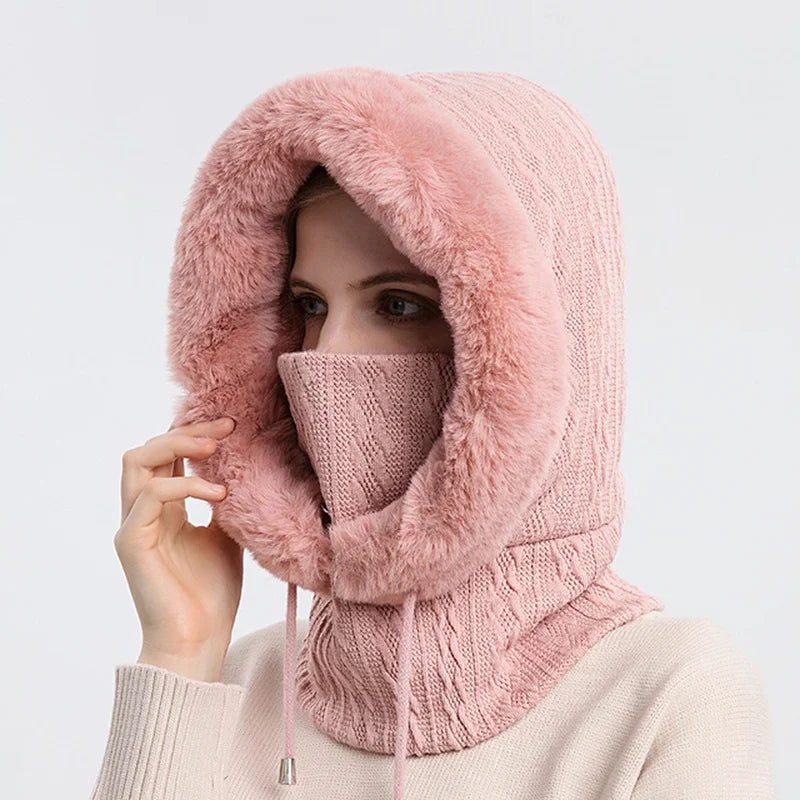 Kvinders Balaclava Kabelstrik Design med Justerbar Snøring 0