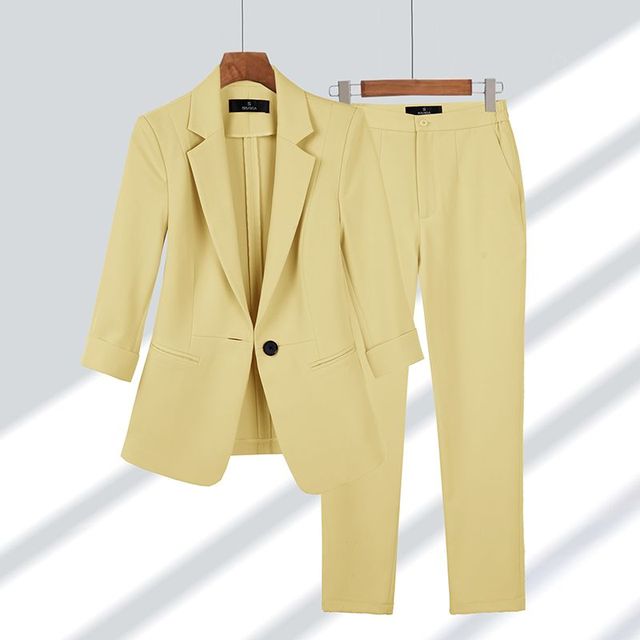 Kvinders Blazer Buksesæt Klassisk Stil 4