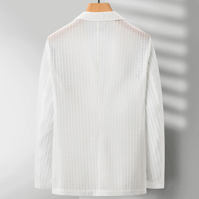 Kvinders Blazer Elegant Vaffelmønster Viskoseblanding 1