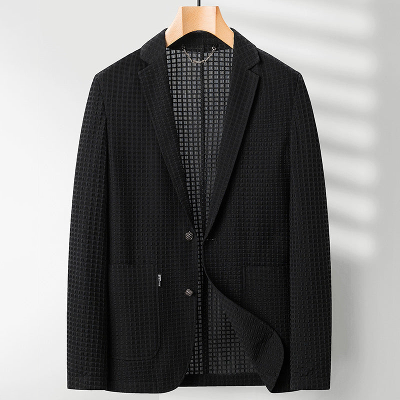Kvinders Blazer Elegant Vaffelmønster Viskoseblanding 2