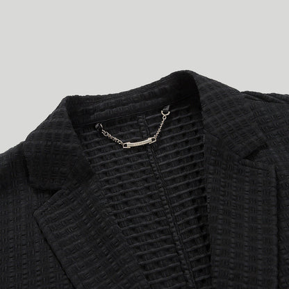 Kvinders Blazer Elegant Vaffelmønster Viskoseblanding 3