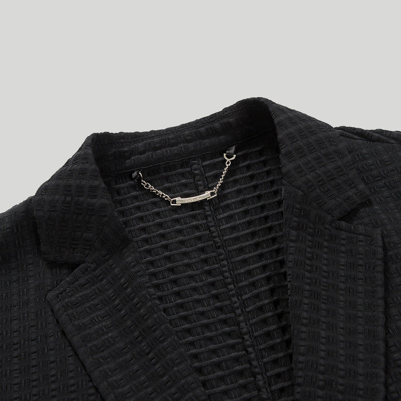 Kvinders Blazer Elegant Vaffelmønster Viskoseblanding 3