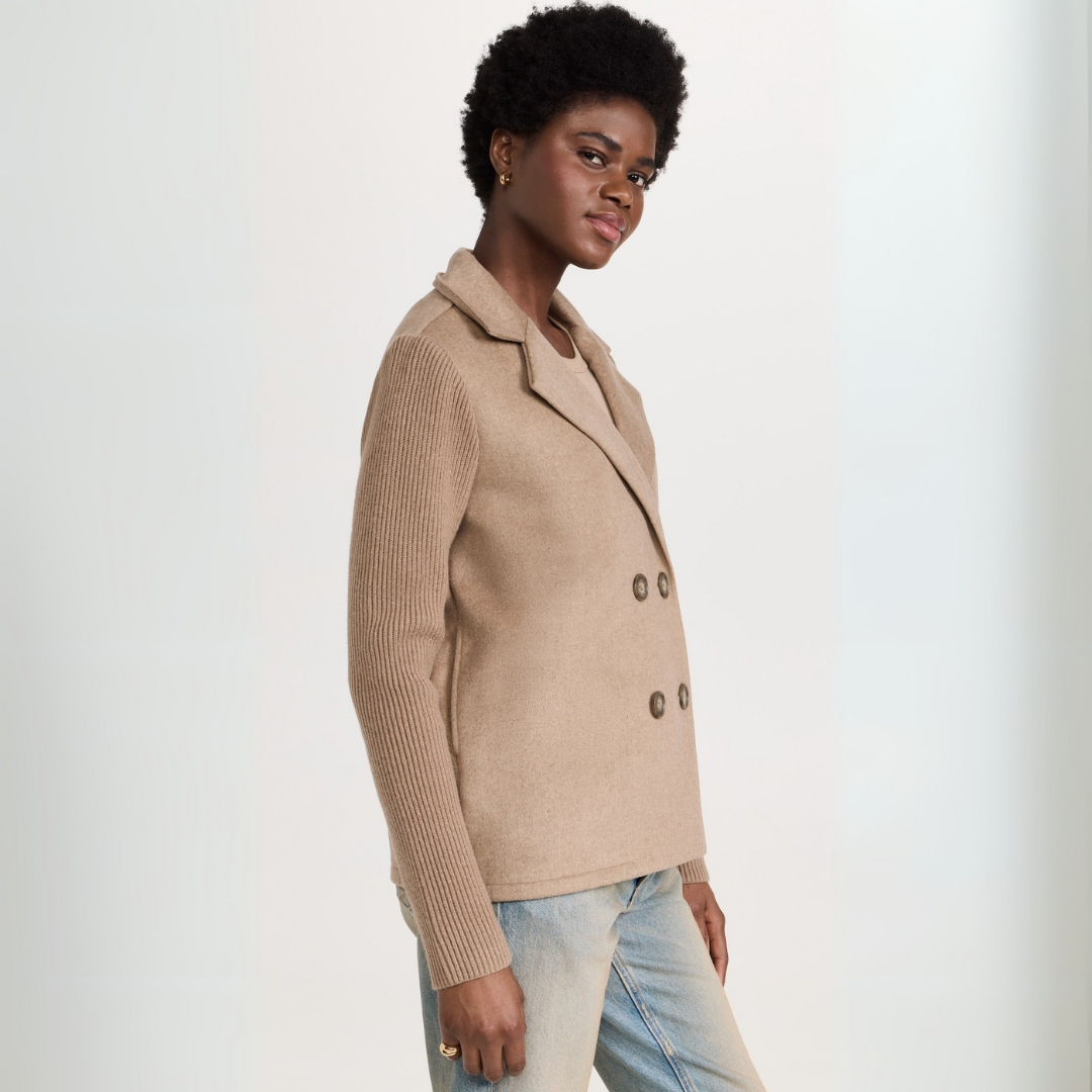 Kvinders Blazer Frakke Strikket Polyester-Bomuldsblanding 3