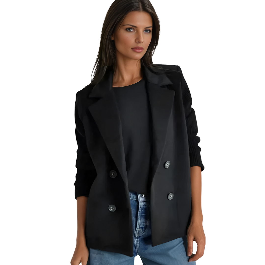 Kvinders Blazer Frakke Strikket Polyester-Bomuldsblanding 4