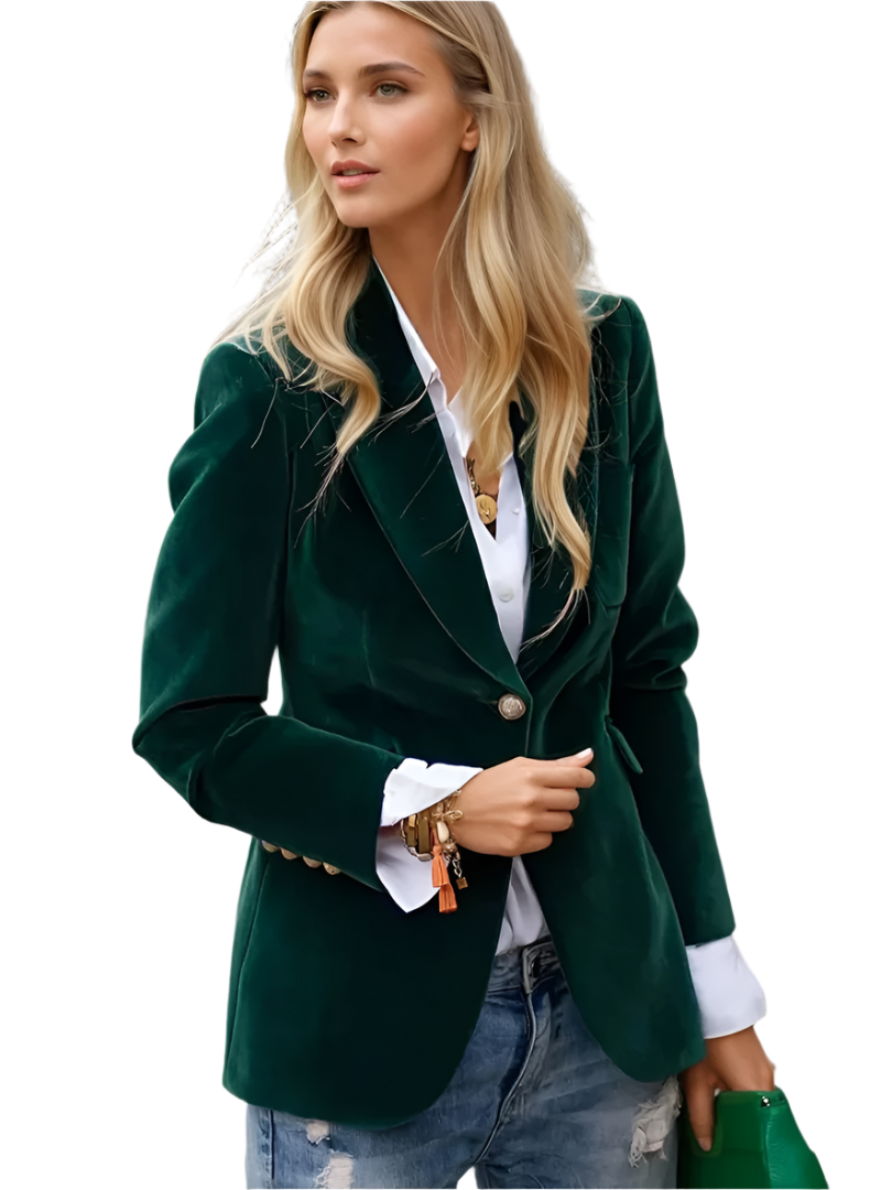 Kvinders Blazer Retro Elegant Skræddersyet Fløjl 0