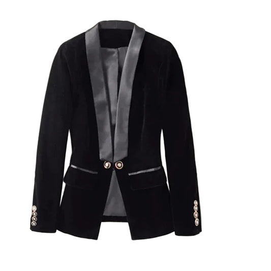 Kvinders Blazer med Satin Revers 0