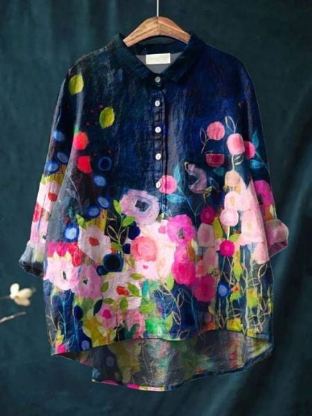 Kvinders Blomster Bluse Med Stilfuldt Design 10