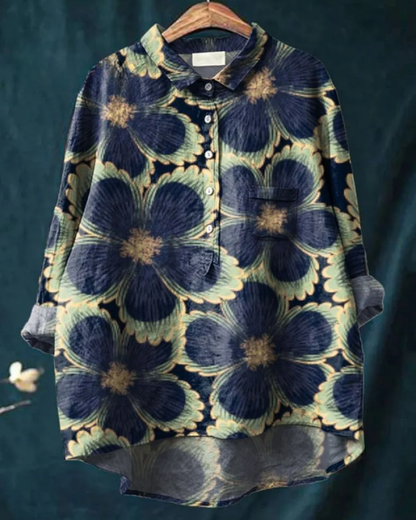 Kvinders Blomster Skjorte Button Down 1