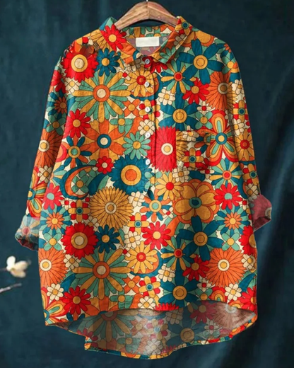Kvinders Blomster Skjorte Button Down 3