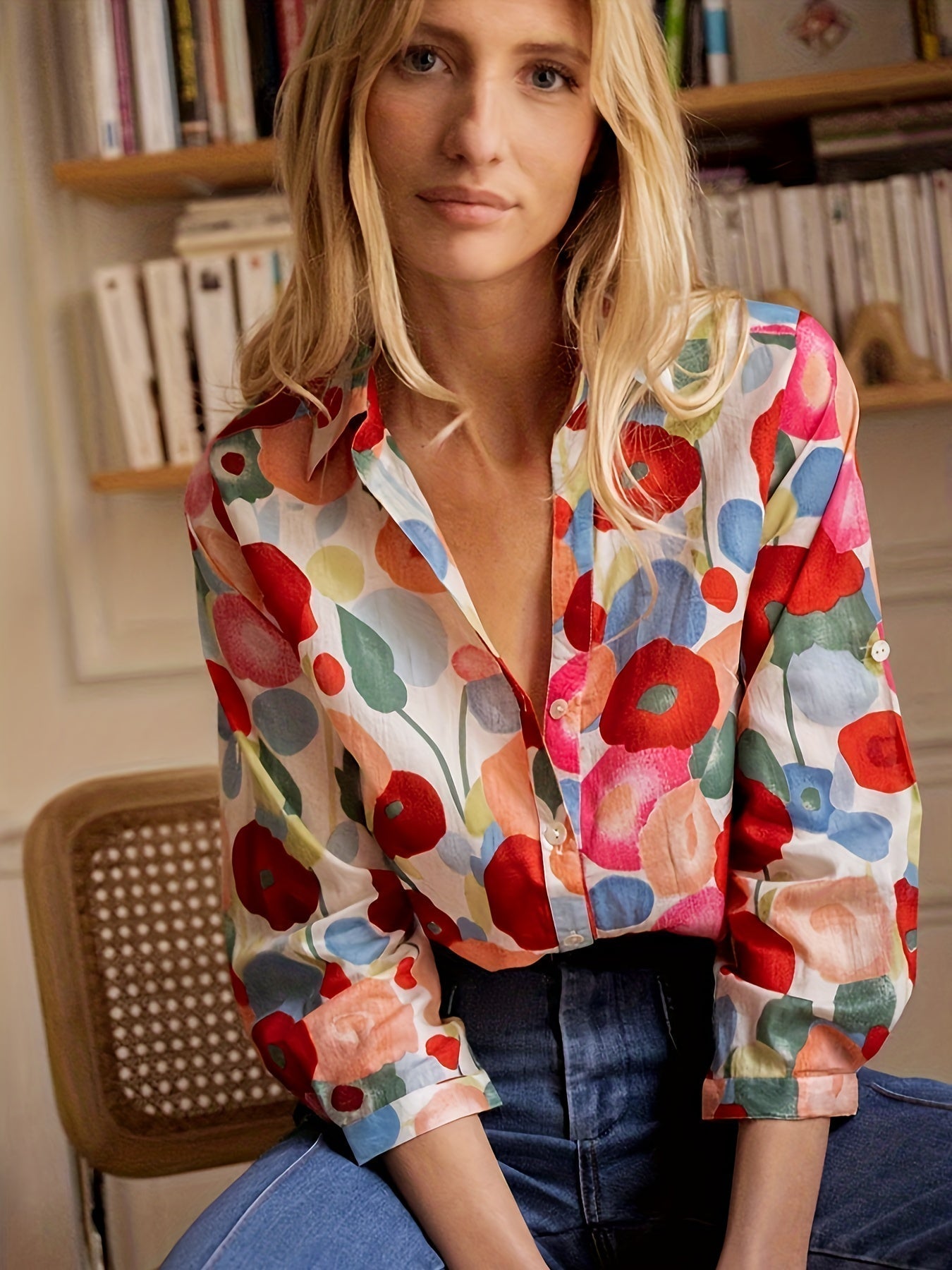Kvinders Blomsterbluse med Lange Ærmer Casual Chic 3
