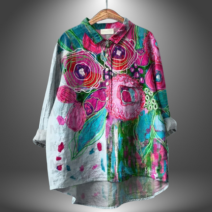 Kvinders Blomsterskjorte Artisan Stil 2