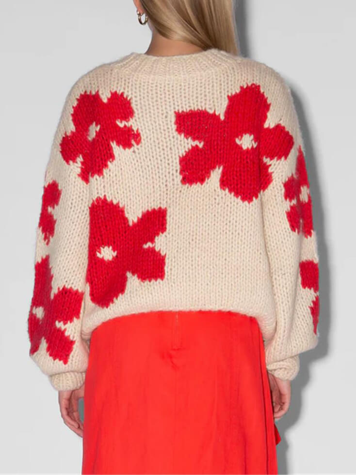 Kvinders Blomstertrøje Rund Hals Casual 4
