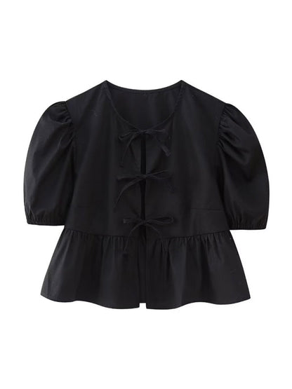 Kvinders Bluse Puff Sleeve Spaghetti Stropper Polyester 10