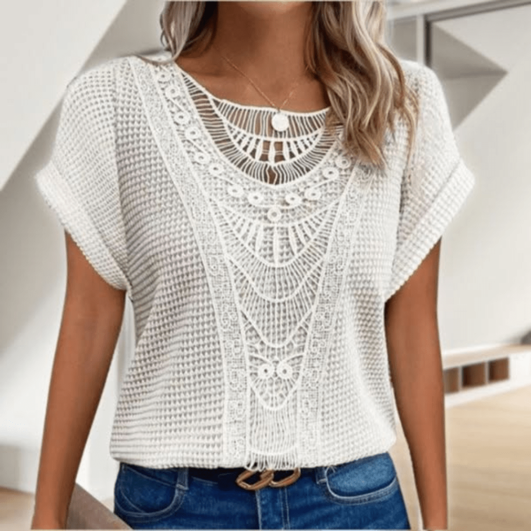 Kvinders Bluse med Blonde Detaljer 1