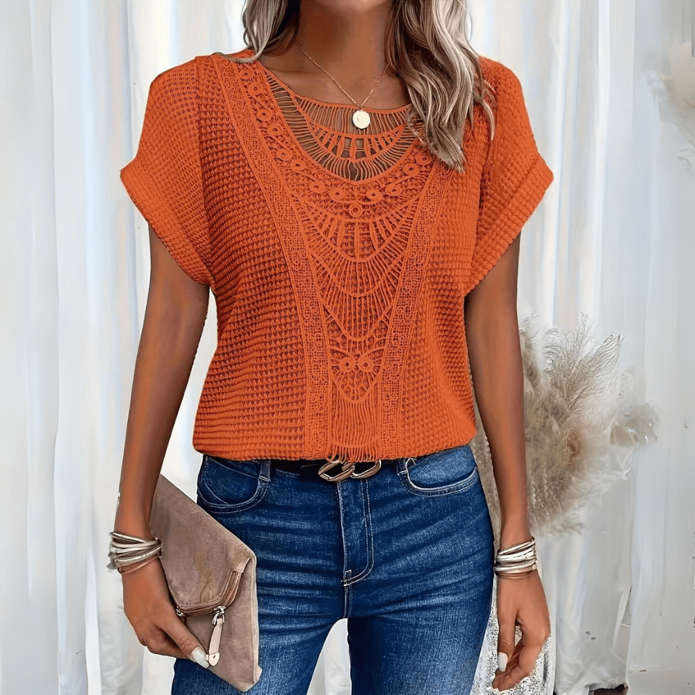 Kvinders Bluse med Blonde Detaljer 5