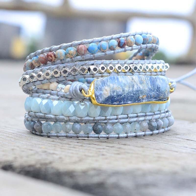 Kvinders Boho Wrap Armbånd med Blå Topaz 1