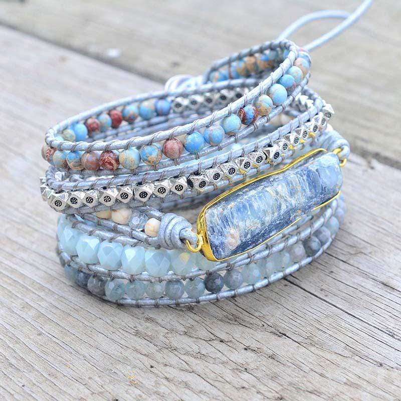 Kvinders Boho Wrap Armbånd med Blå Topaz 5