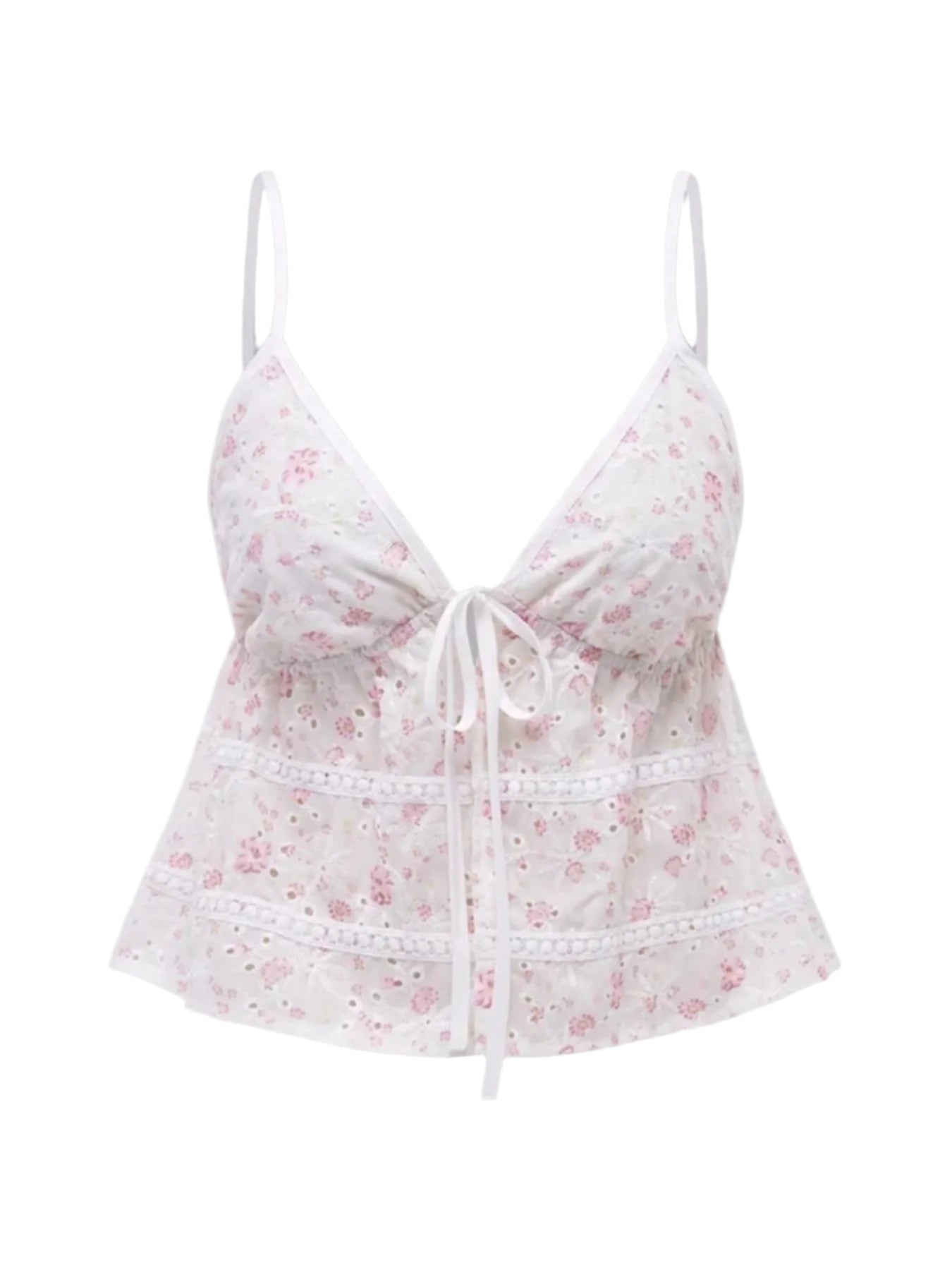 Kvinders Cami Top Blomsterprint Knyttet Polyester Spandex 0
