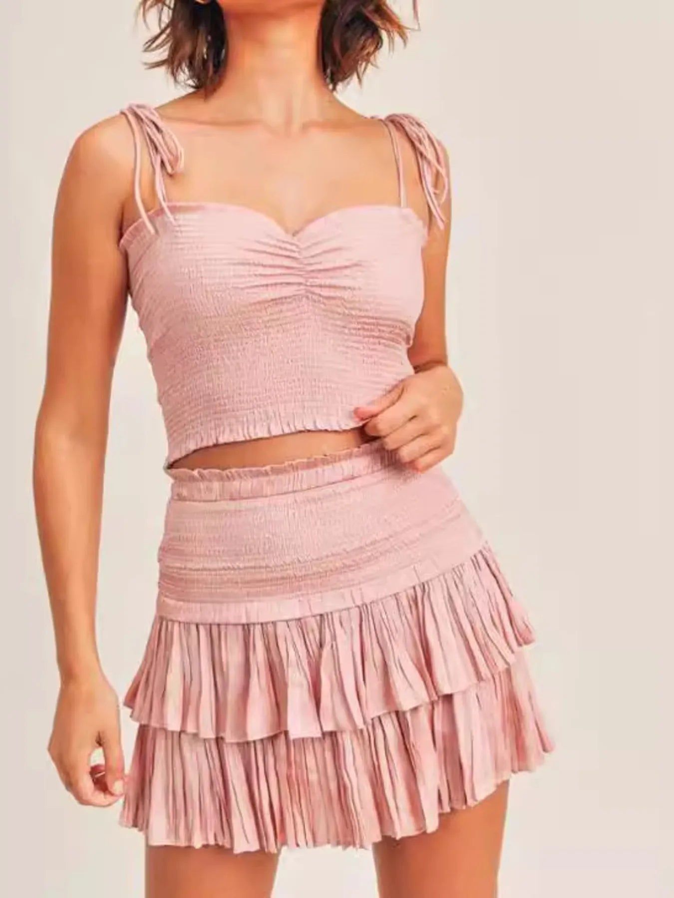 Kvinders Cami Top og Nederdel Sæt Med Sødt Udsnit Polyester Bomuld 3