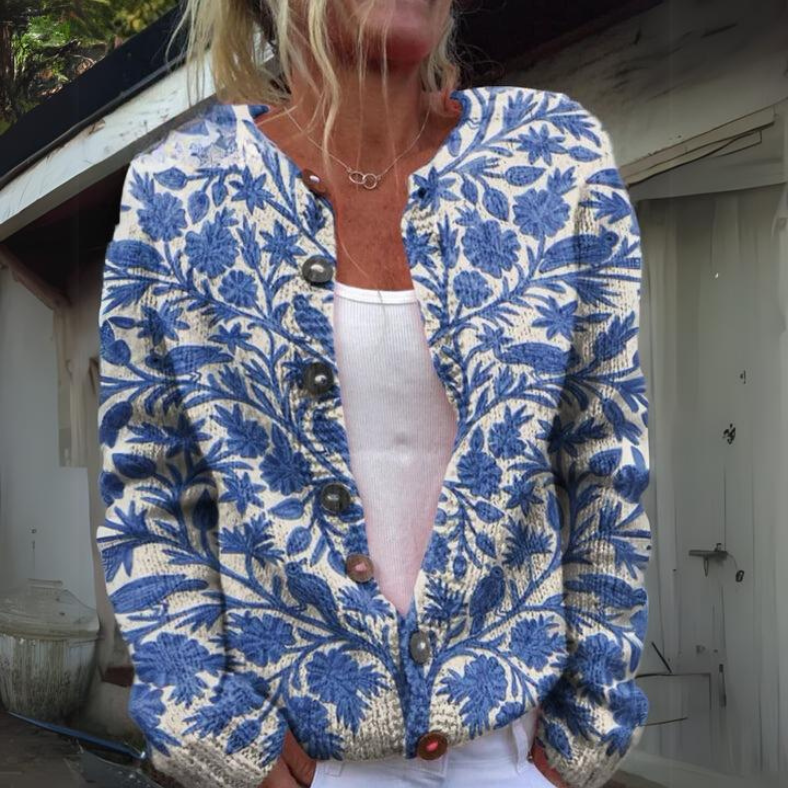 Kvinders Cardigan Blomsterprint Langærmet 1