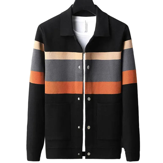 Kvinders Cardigan Med Polokrave Og Stribedekoration 1