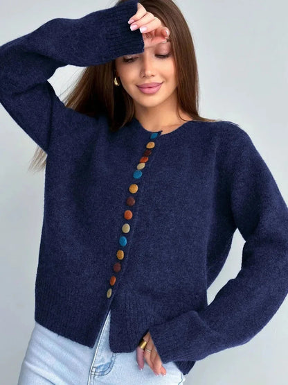 Kvinders Cardigan med Knap Accent Vest-inspireret Stil 2