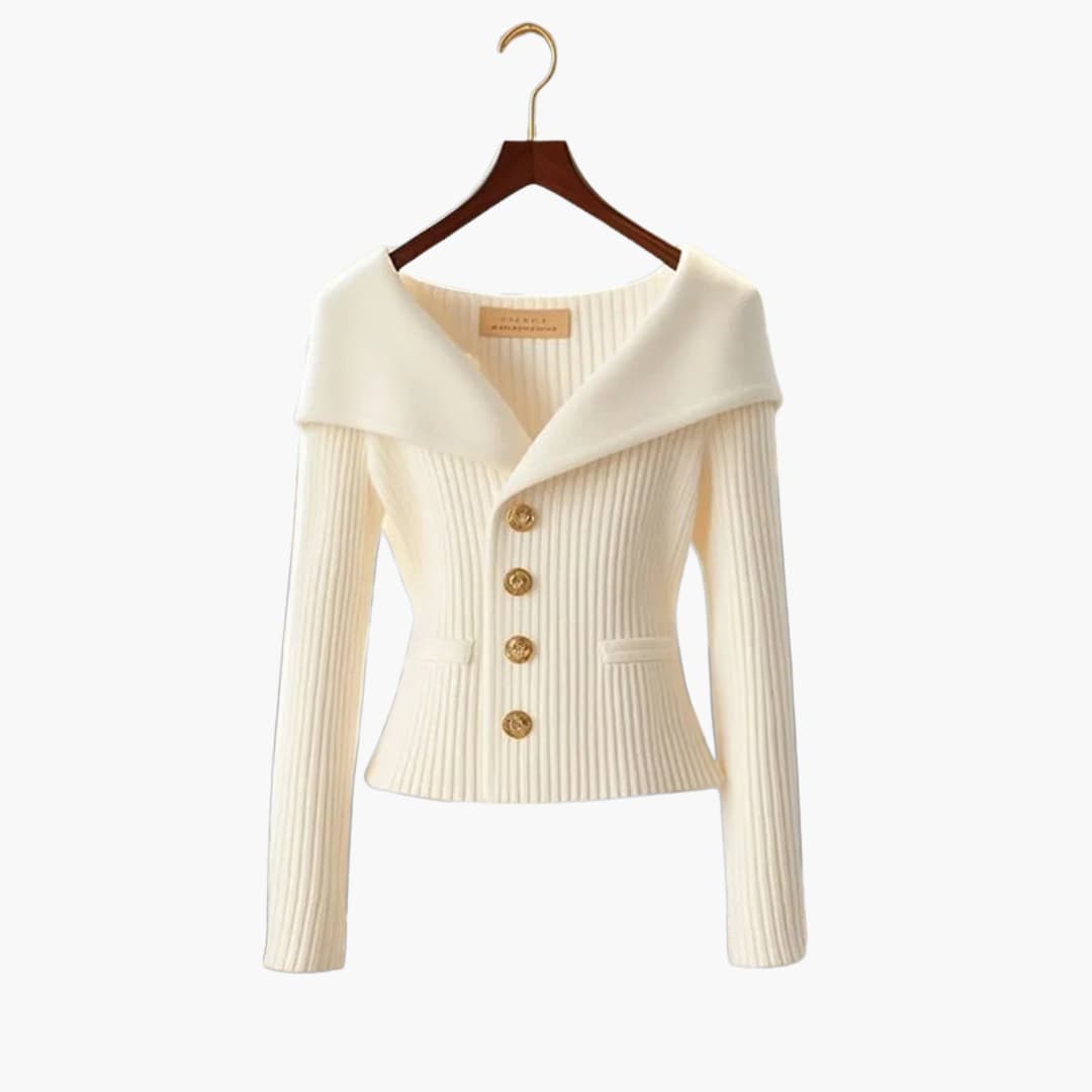 Kvinders Cardigan med Ribkant og Knap 2