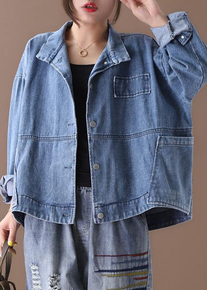 Kvinders Casual Denim Jakke med Ståkrave 1