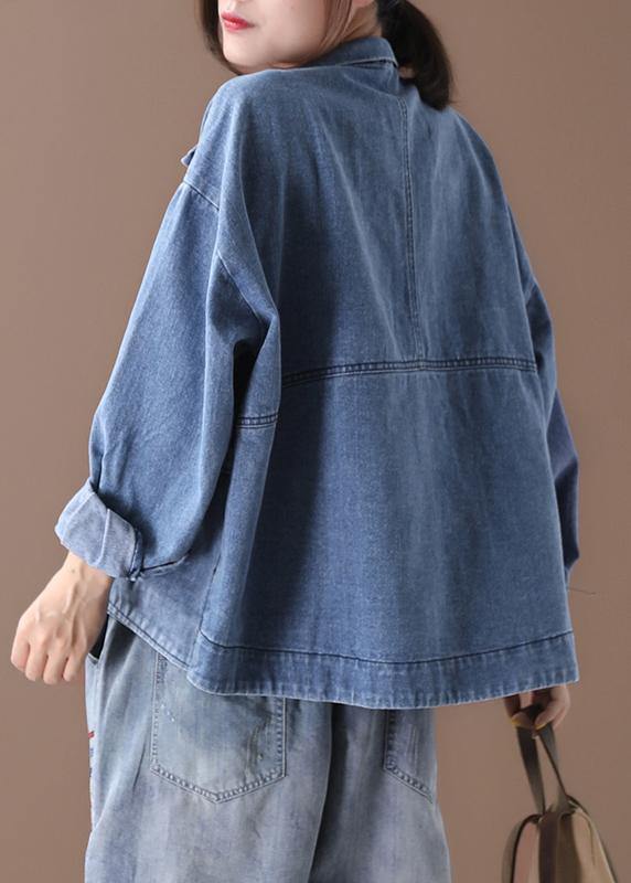 Kvinders Casual Denim Jakke med Ståkrave 2
