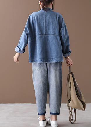 Kvinders Casual Denim Jakke med Ståkrave 3
