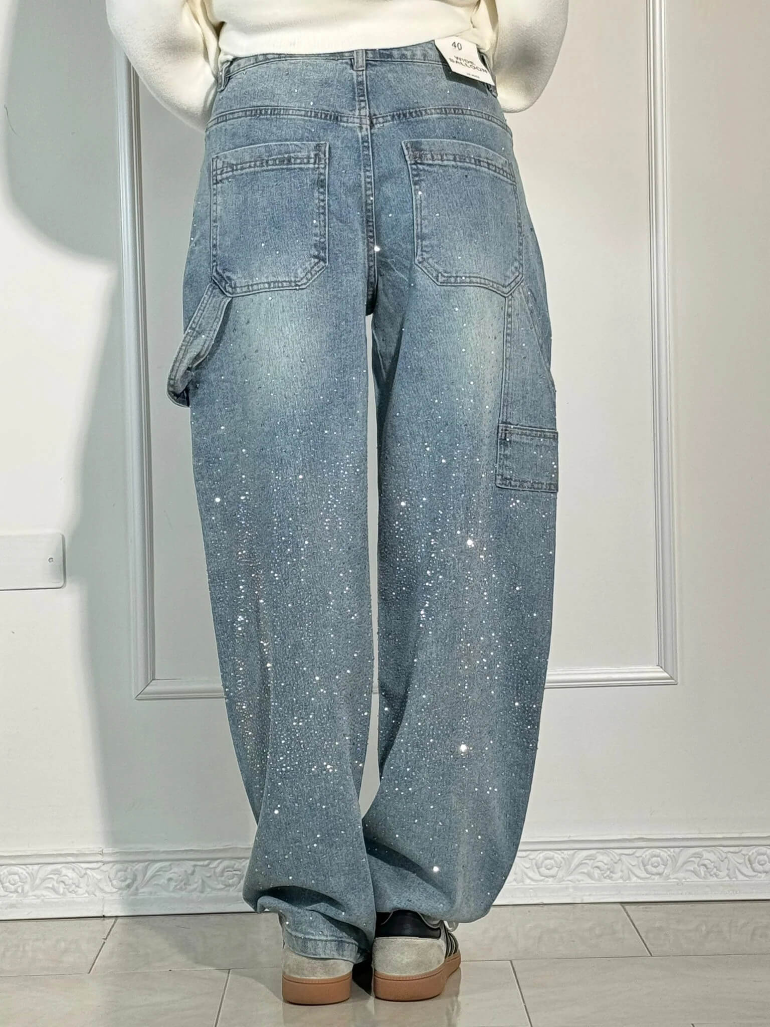 Kvinders Casual Jeans Med Diamant Detaljer 4