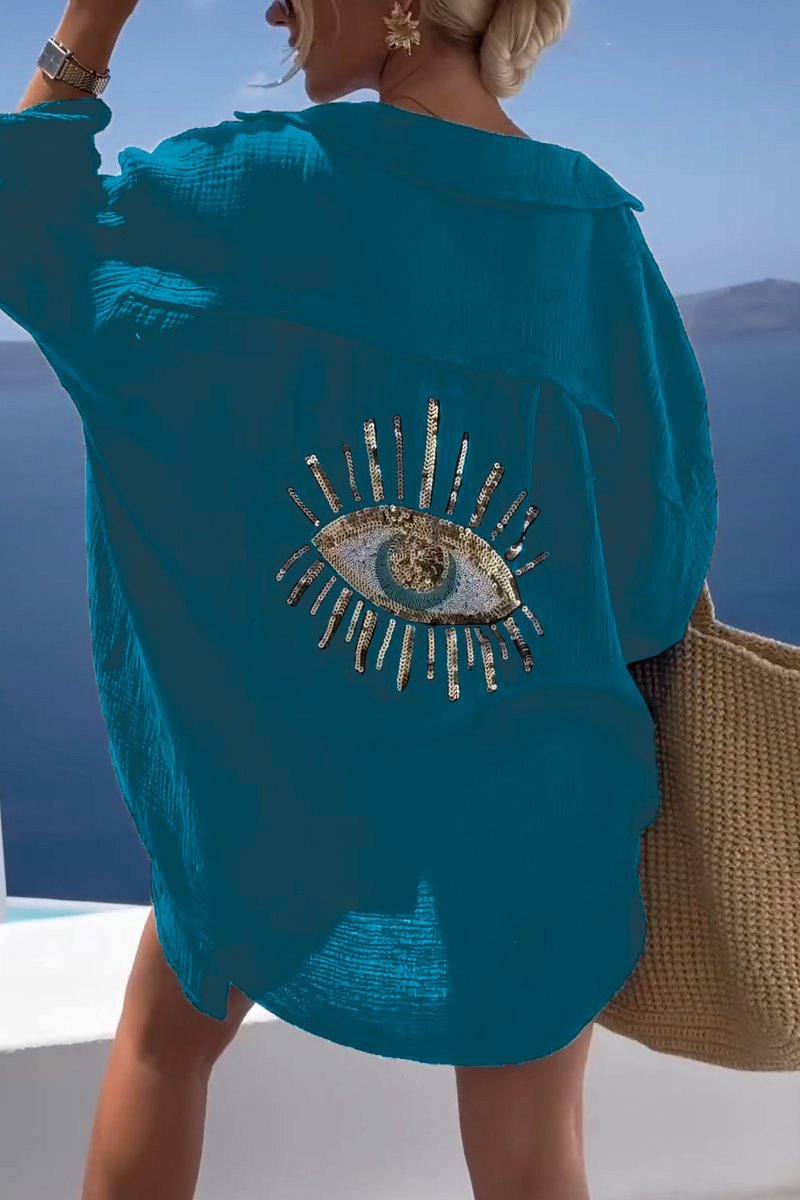 Kvinders Casual Shirt med Alziend Øje Blødt Materiale 10
