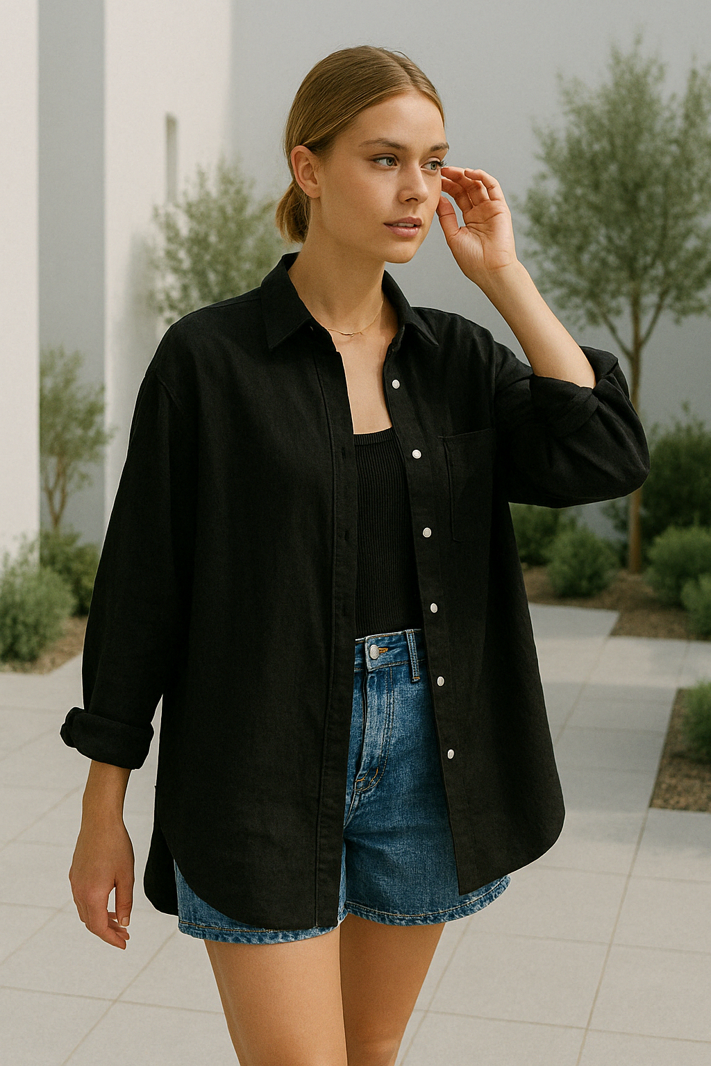 Kvinders Casual Shirt med Alziend Øje Blødt Materiale 1