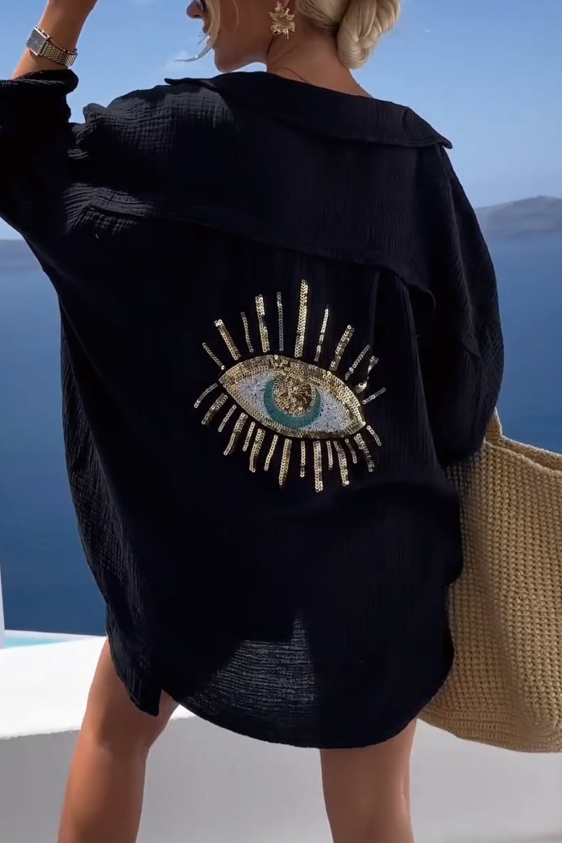 Kvinders Casual Shirt med Alziend Øje Blødt Materiale 4