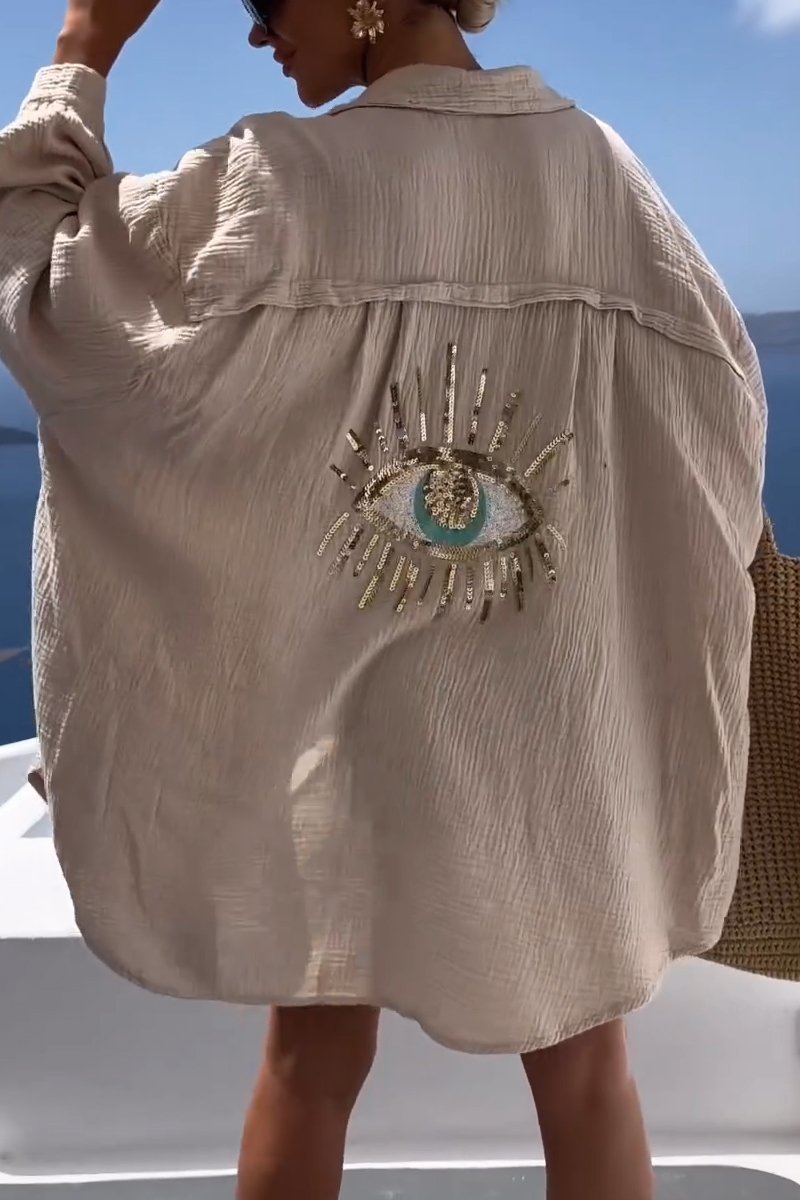 Kvinders Casual Shirt med Alziend Øje Blødt Materiale 5