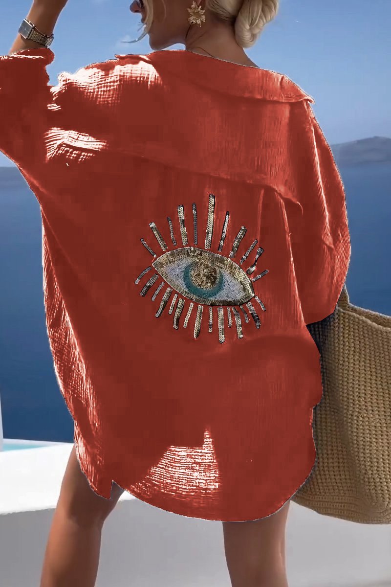 Kvinders Casual Shirt med Alziend Øje Blødt Materiale 7