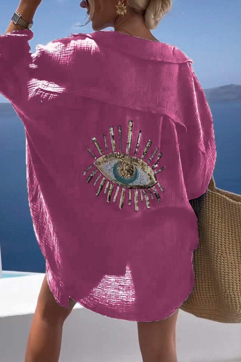Kvinders Casual Shirt med Alziend Øje Blødt Materiale 8