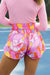 Kvinders Casual Shorts med Smock Talje og Abstrakt Print 1
