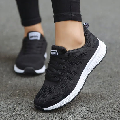Kvinders Casual Sko Åndbar Mesh Flade Sneakers 0