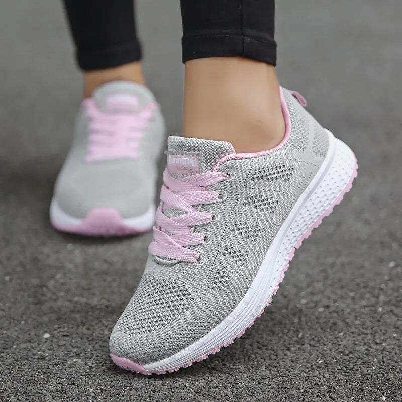 Kvinders Casual Sko Åndbar Mesh Flade Sneakers 1