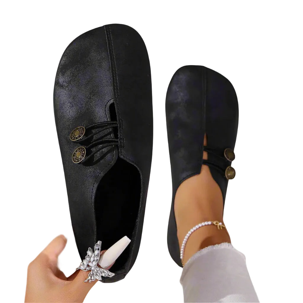 Kvinders Casual Slip-On Flats med Knapdetalje 0