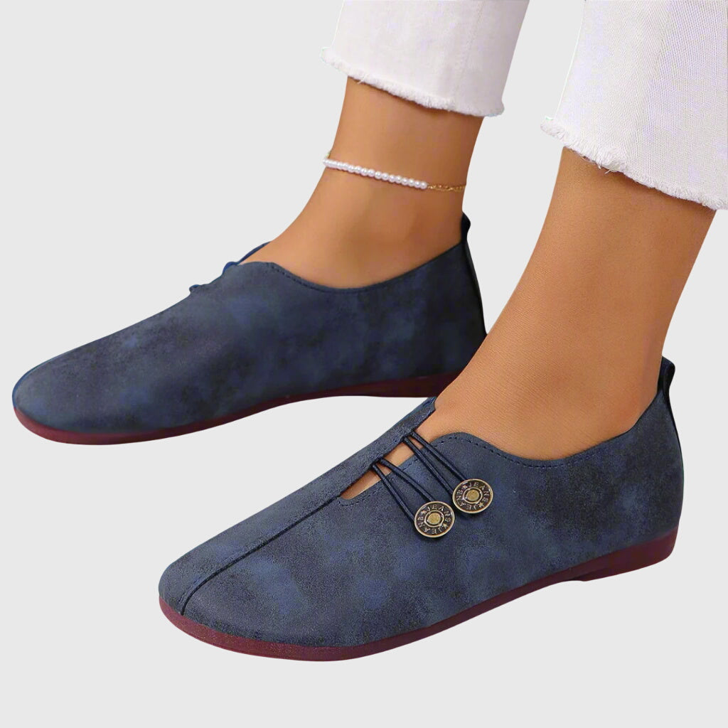 Kvinders Casual Slip-On Flats med Knapdetalje 3