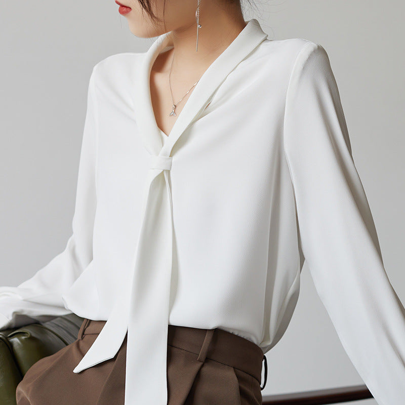 Kvinders Chiffon Bluse med Sløjfe 1