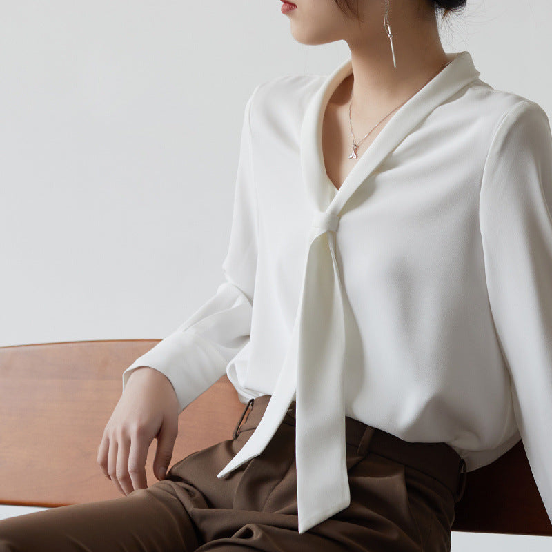 Kvinders Chiffon Bluse med Sløjfe 2