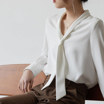 Kvinders Chiffon Bluse med Sløjfe 2