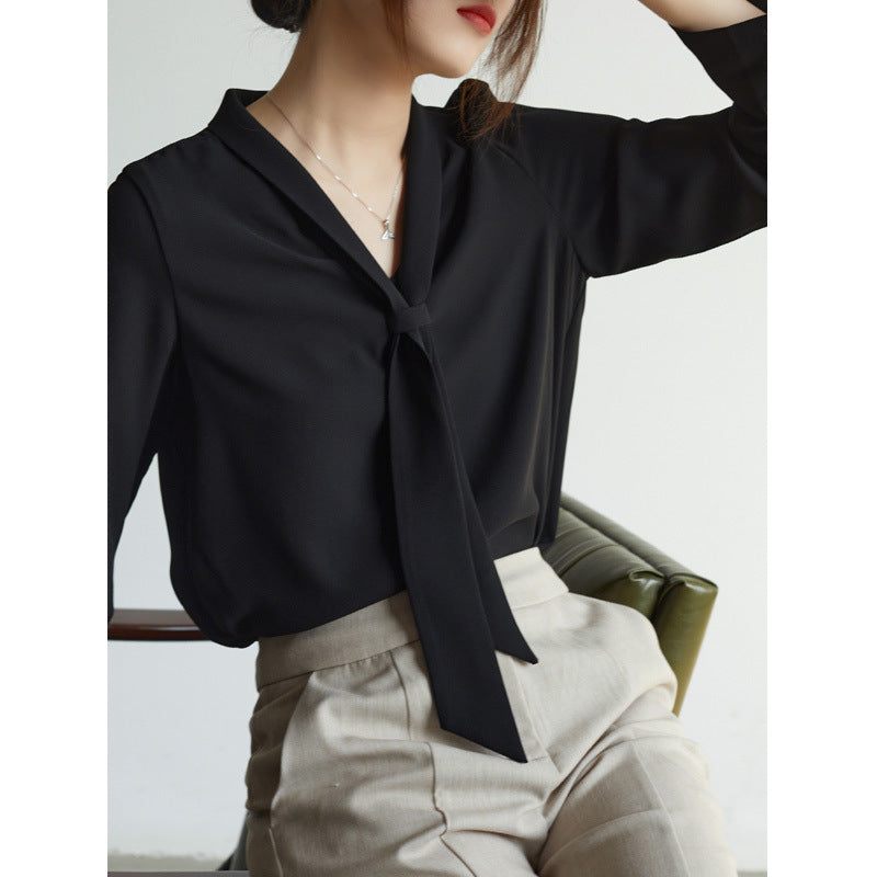 Kvinders Chiffon Bluse med Sløjfe 6