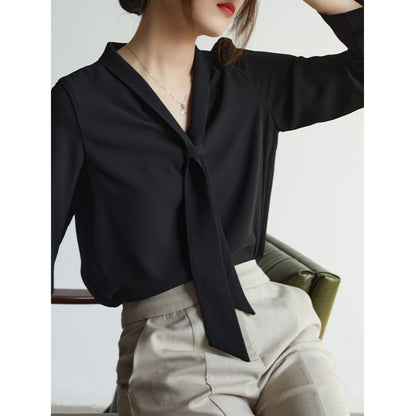 Kvinders Chiffon Bluse med Sløjfe 6