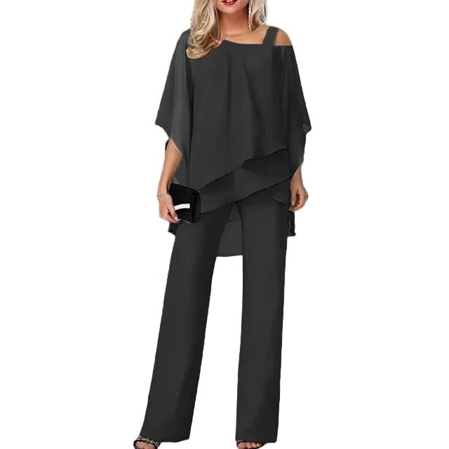 Kvinders Chiffon Sæt med Off-Shoulder Design 0