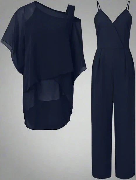 Kvinders Chiffon Sæt med Off-Shoulder Design 1